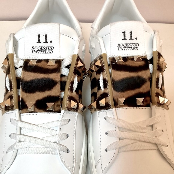 NIB Valentino Garavani Rockstud Untitled Leather & Haircalf Sneaker - Picture 4 of 13
